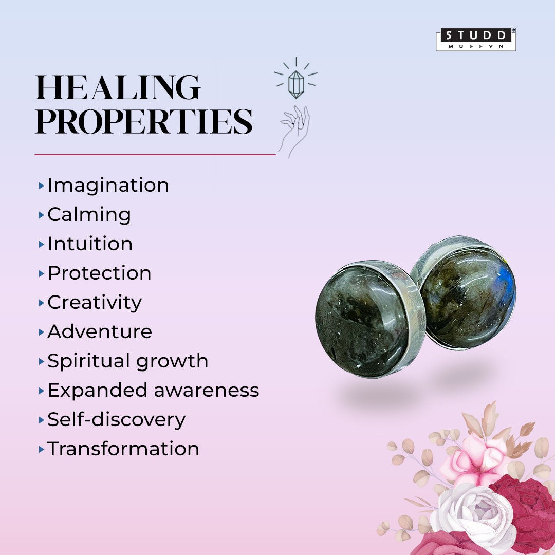 Natural Labradorite Stud Earrings